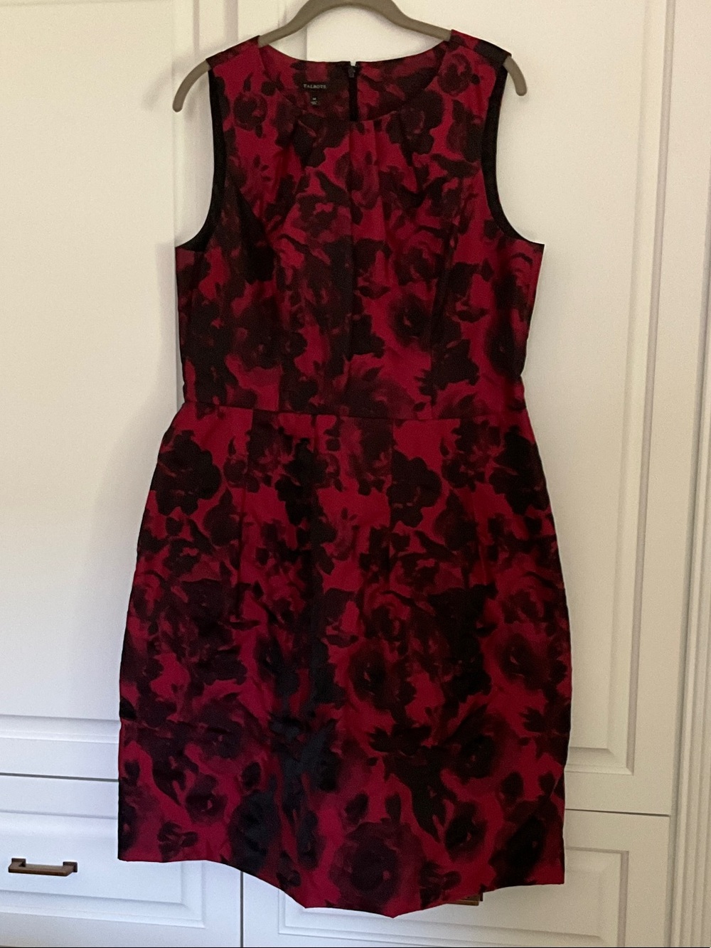 Talbots Red and Black Floral Sheath Dress